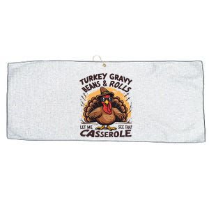 Turkey Gravy Beans And Rolls Casserole Funny Thanksgiving Large Microfiber Waffle Golf Towel