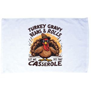 Turkey Gravy Beans And Rolls Casserole Funny Thanksgiving Microfiber Hand Towel