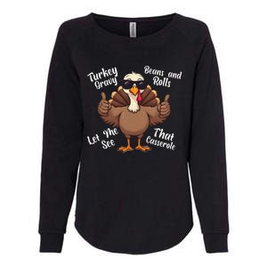 Turkey Gravy Beans And Rolls Casserole Funny Thanksgiving Womens California Wash Sweatshirt