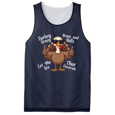 Turkey Gravy Beans And Rolls Casserole Funny Thanksgiving Mesh Reversible Basketball Jersey Tank