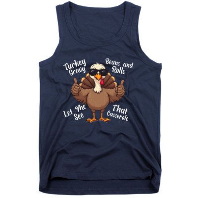 Turkey Gravy Beans And Rolls Casserole Funny Thanksgiving Tank Top