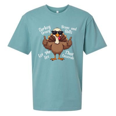 Turkey Gravy Beans And Rolls Casserole Funny Thanksgiving Sueded Cloud Jersey T-Shirt