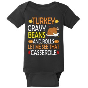 Turkey Gravy Beans And Rolls Let Me See That Casserole Baby Bodysuit