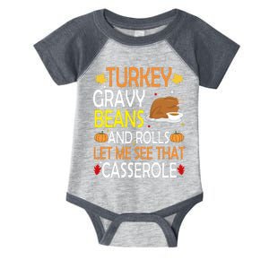 Turkey Gravy Beans And Rolls Let Me See That Casserole Infant Baby Jersey Bodysuit