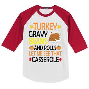 Turkey Gravy Beans And Rolls Let Me See That Casserole Kids Colorblock Raglan Jersey