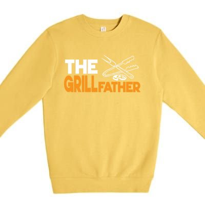 The Grillfather Bbq Griller Smoker Funny Barbecue Chef Dad Funny Gift Premium Crewneck Sweatshirt