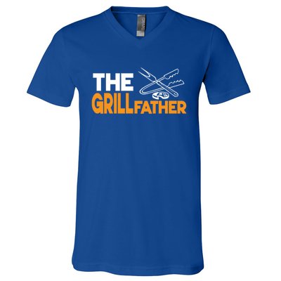 The Grillfather Bbq Griller Smoker Funny Barbecue Chef Dad Funny Gift V-Neck T-Shirt