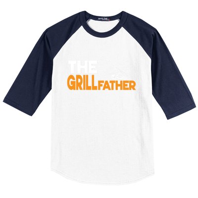 The Grillfather Bbq Griller Smoker Funny Barbecue Chef Dad Funny Gift Baseball Sleeve Shirt