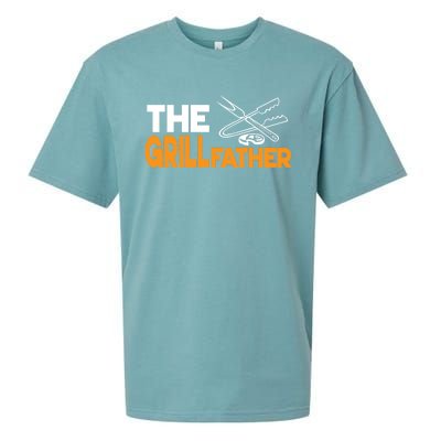 The Grillfather Bbq Griller Smoker Funny Barbecue Chef Dad Funny Gift Sueded Cloud Jersey T-Shirt