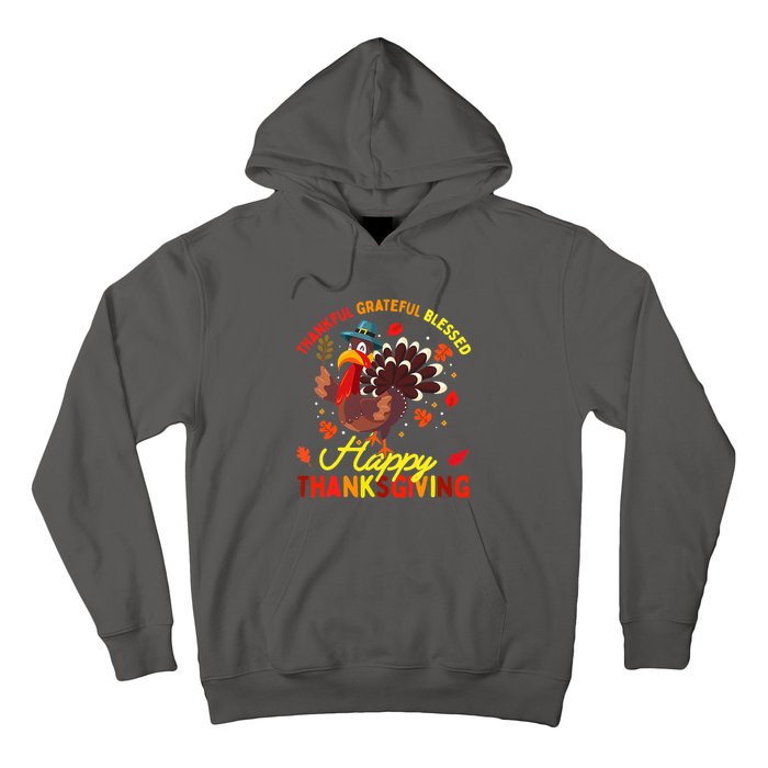 Thankful Grateful Blessed Thanksgiving Turkey Hoodie