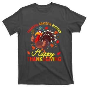 Thankful Grateful Blessed Thanksgiving Turkey T-Shirt