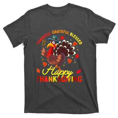 Thankful Grateful Blessed Thanksgiving Turkey T-Shirt