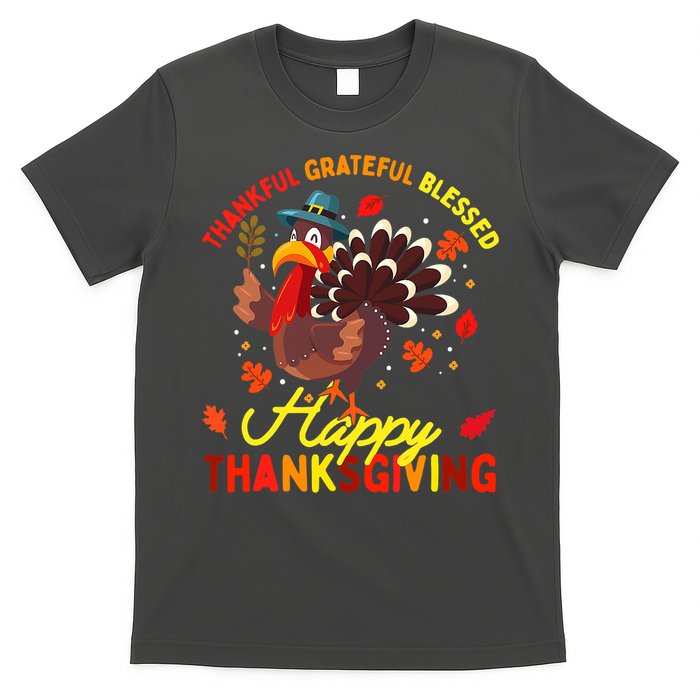 Thankful Grateful Blessed Thanksgiving Turkey T-Shirt