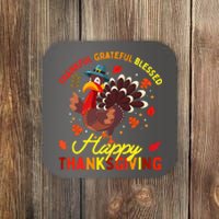 Thankful Grateful Blessed Thanksgiving Turkey Coaster