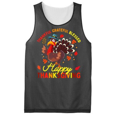 Thankful Grateful Blessed Thanksgiving Turkey Mesh Reversible Basketball Jersey Tank