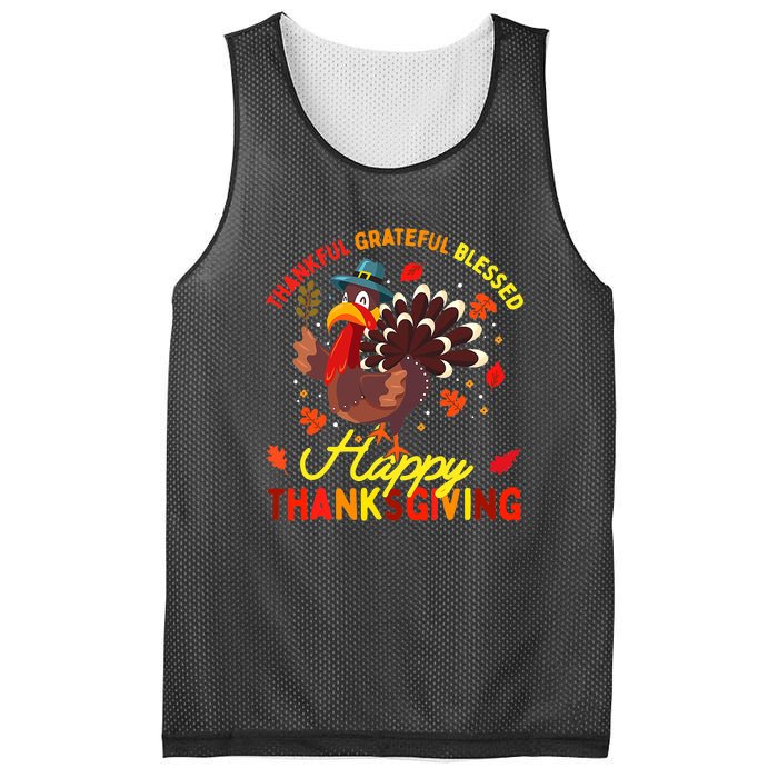 Thankful Grateful Blessed Thanksgiving Turkey Mesh Reversible Basketball Jersey Tank