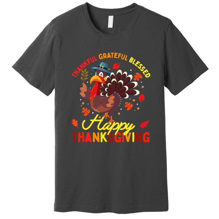 Thankful Grateful Blessed Thanksgiving Turkey Premium T-Shirt