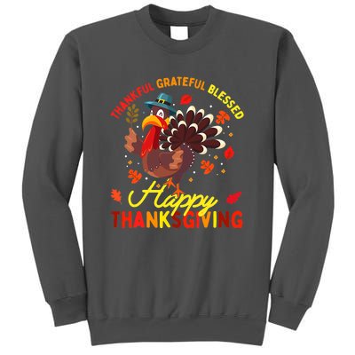 Thankful Grateful Blessed Thanksgiving Turkey Tall Sweatshirt