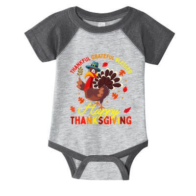 Thankful Grateful Blessed Thanksgiving Turkey Infant Baby Jersey Bodysuit