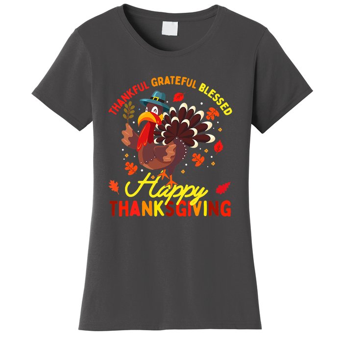 Thankful Grateful Blessed Thanksgiving Turkey Women's T-Shirt