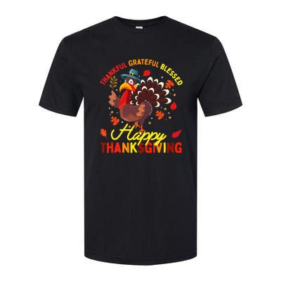 Thankful Grateful Blessed Thanksgiving Turkey Softstyle CVC T-Shirt