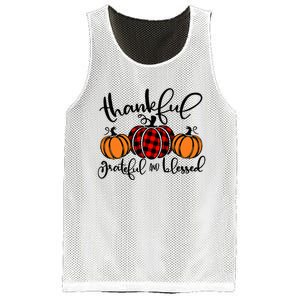 Thankful Grateful Blessed Red Plaid Pumpkin Thanksgiving Mesh Reversible Basketball Jersey Tank