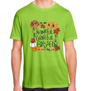 Thankful Grateful Blessed Turkey Thanksgiving Family Adult ChromaSoft Performance T-Shirt