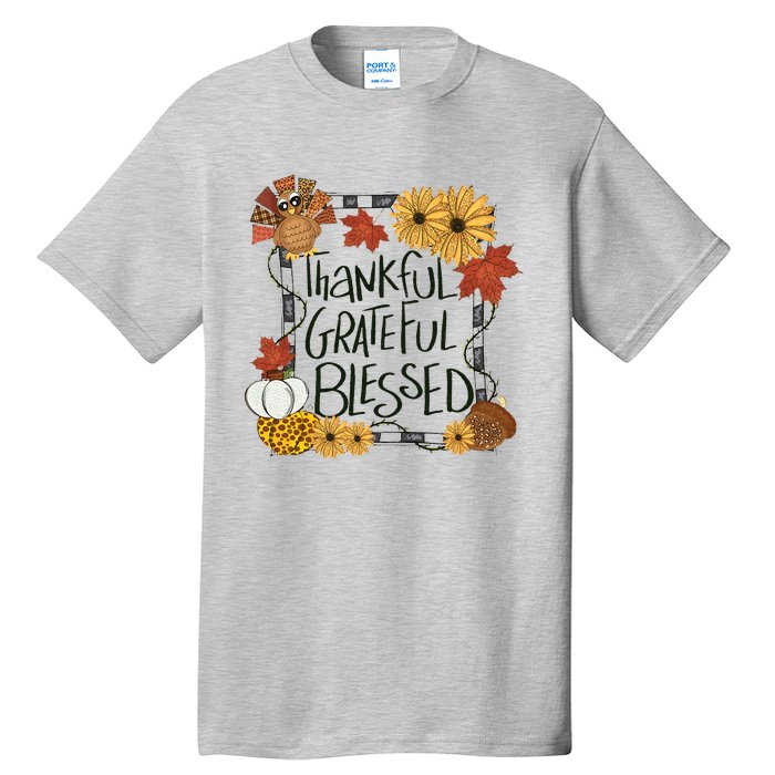 Thankful Grateful Blessed Turkey Thanksgiving Family Tall T-Shirt