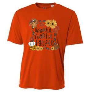 Thankful Grateful Blessed Turkey Thanksgiving Family Cooling Performance Crew T-Shirt