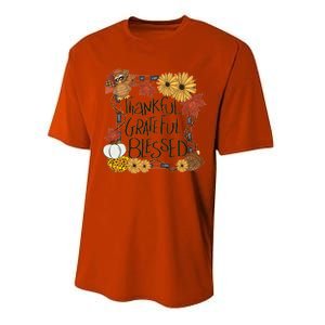 Thankful Grateful Blessed Turkey Thanksgiving Family Performance Sprint T-Shirt