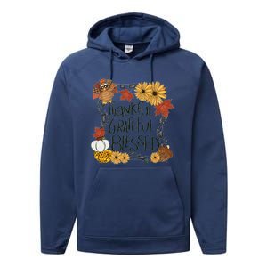 Thankful Grateful Blessed Turkey Thanksgiving Family Performance Fleece Hoodie