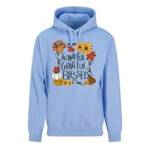 Thankful Grateful Blessed Turkey Thanksgiving Family Unisex Surf Hoodie