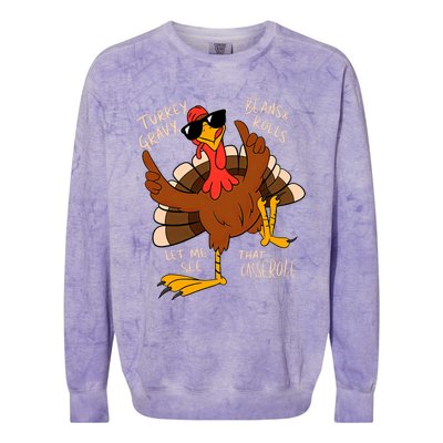 Turkey Gravy Beans And Rolls Casserole Funny Thanksgiving Colorblast Crewneck Sweatshirt