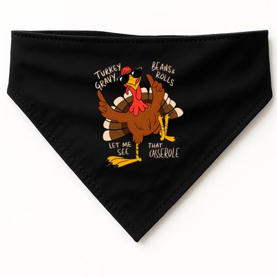Turkey Gravy Beans And Rolls Casserole Funny Thanksgiving USA-Made Doggie Bandana