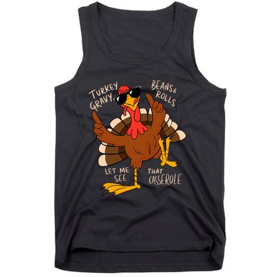 Turkey Gravy Beans And Rolls Casserole Funny Thanksgiving Tank Top