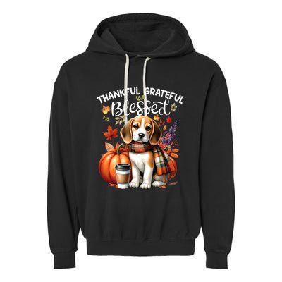 Thankful Grateful Blessed Beagle Dog Happy Fall YAll Autumn Garment-Dyed Fleece Hoodie