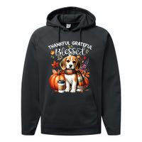 Thankful Grateful Blessed Beagle Dog Happy Fall YAll Autumn Performance Fleece Hoodie