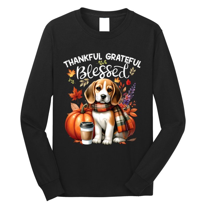 Thankful Grateful Blessed Beagle Dog Happy Fall YAll Autumn Long Sleeve Shirt