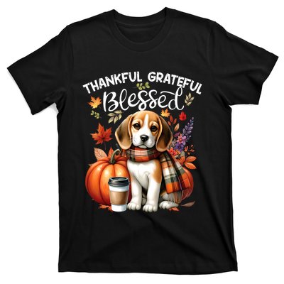 Thankful Grateful Blessed Beagle Dog Happy Fall YAll Autumn T-Shirt