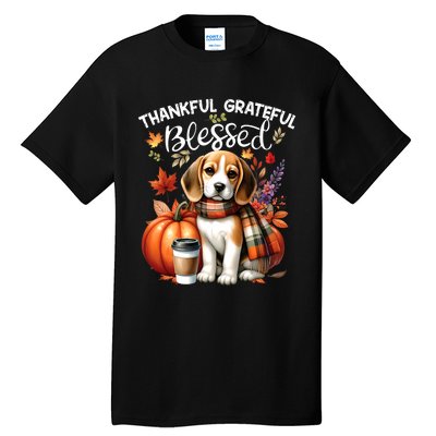 Thankful Grateful Blessed Beagle Dog Happy Fall YAll Autumn Tall T-Shirt