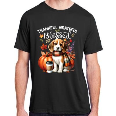 Thankful Grateful Blessed Beagle Dog Happy Fall YAll Autumn Adult ChromaSoft Performance T-Shirt