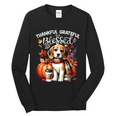 Thankful Grateful Blessed Beagle Dog Happy Fall YAll Autumn Tall Long Sleeve T-Shirt