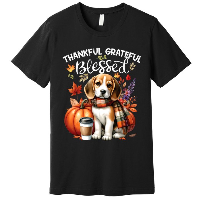 Thankful Grateful Blessed Beagle Dog Happy Fall YAll Autumn Premium T-Shirt