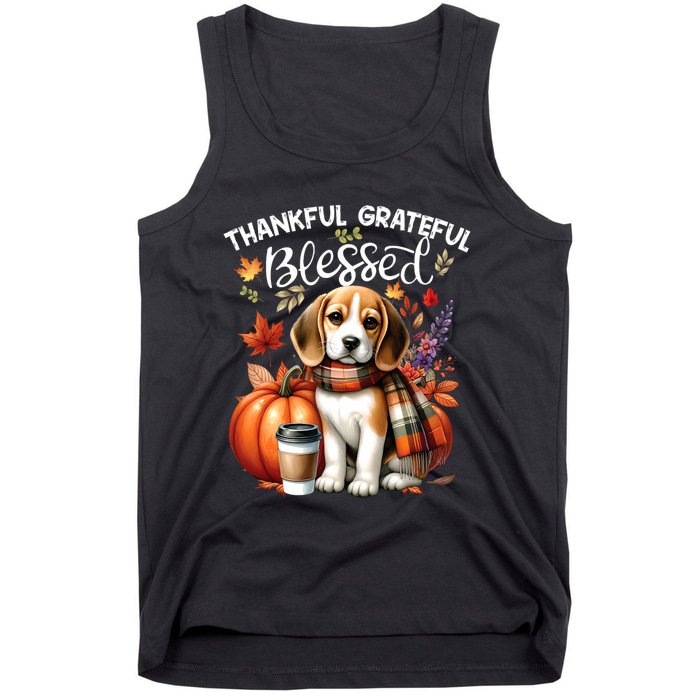 Thankful Grateful Blessed Beagle Dog Happy Fall YAll Autumn Tank Top