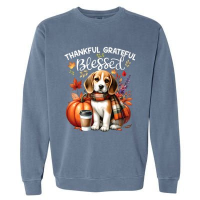 Thankful Grateful Blessed Beagle Dog Happy Fall YAll Autumn Garment-Dyed Sweatshirt