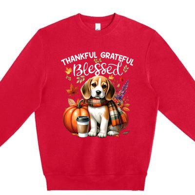 Thankful Grateful Blessed Beagle Dog Happy Fall YAll Autumn Premium Crewneck Sweatshirt