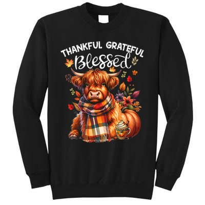 Thankful Grateful Blessed Highland Cow Fall YAll Autumn Sweatshirt