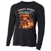 Thankful Grateful Blessed Highland Cow Fall YAll Autumn Cooling Performance Long Sleeve Crew