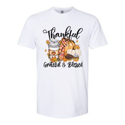 Thankful Grateful Blessed Fall Pumpkin Autumn Thanksgiving Softstyle CVC T-Shirt