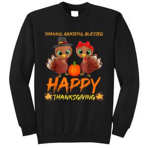 Thankful Grateful Blessed Happy Thanksgiving Turkey Sweatshirt